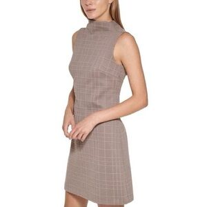 Calvin Klein Taupe Checkered Sleeveless Dress